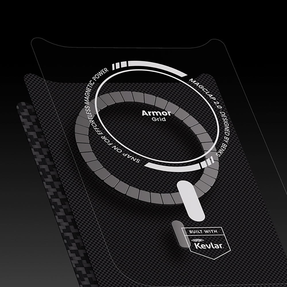 iPhone 17 Pro Kılıf M-Safe Şarj Özellikli Benks ArmorPro ArmorGrid Serisi Kevlar Kılıf