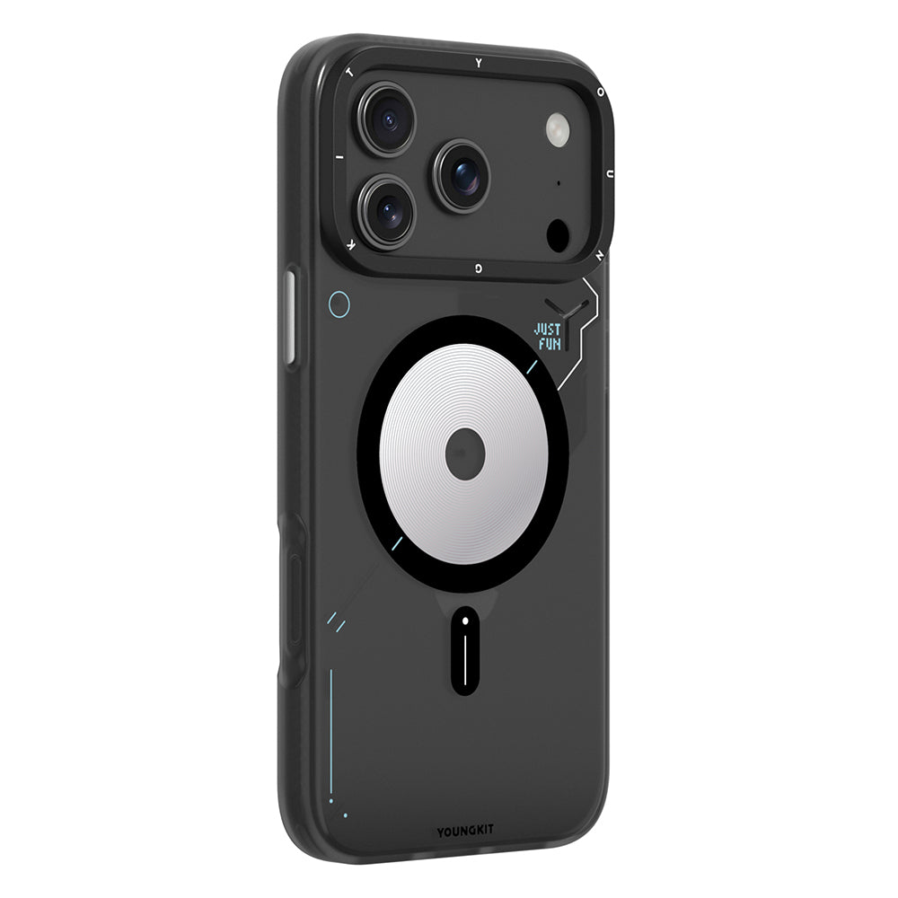 Apple iPhone 17 Pro Kılıf M-safe Şarj Özellikli Disk Desenli Youngkit Disc Battle Kapak Turuncu