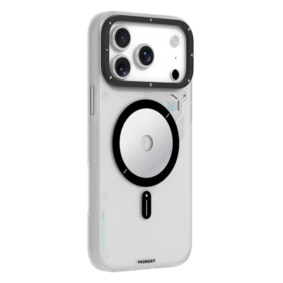 Apple iPhone 17 Pro Kılıf M-safe Şarj Özellikli Disk Desenli Youngkit Disc Battle Kapak Siyah