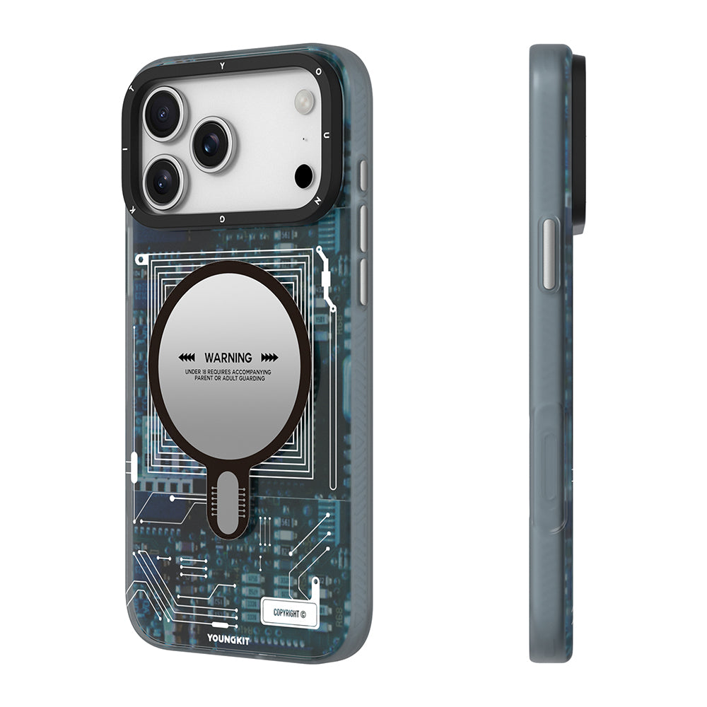 Apple iPhone 17 Pro Kılıf M-safe Şarj Özellikli Kamera Denetim Butonlu Youngkit Technology Serisi Kapak Turuncu