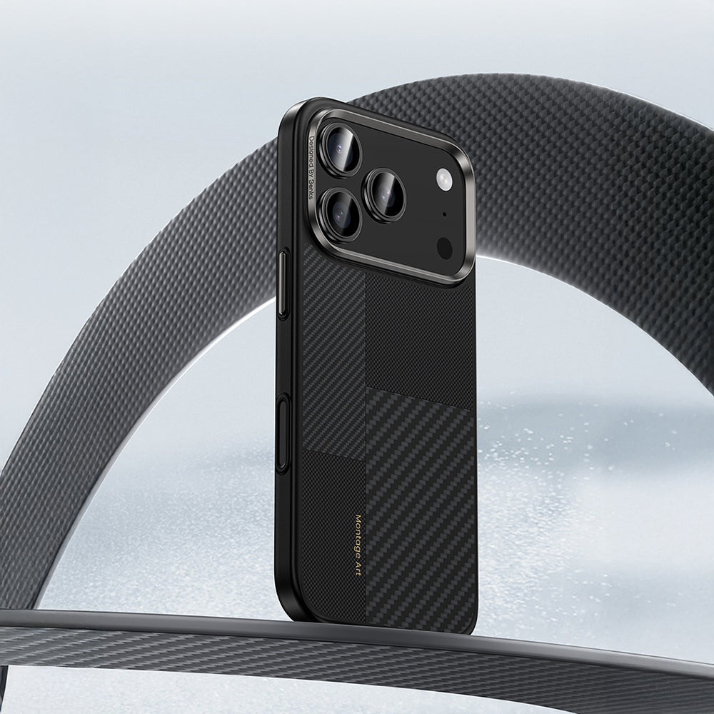 iPhone 17 Pro Kılıf M-safe Şarj Özellikli Karbon Fiber Benks Montage Hybrid ArmorPro Kevlar Kılıf