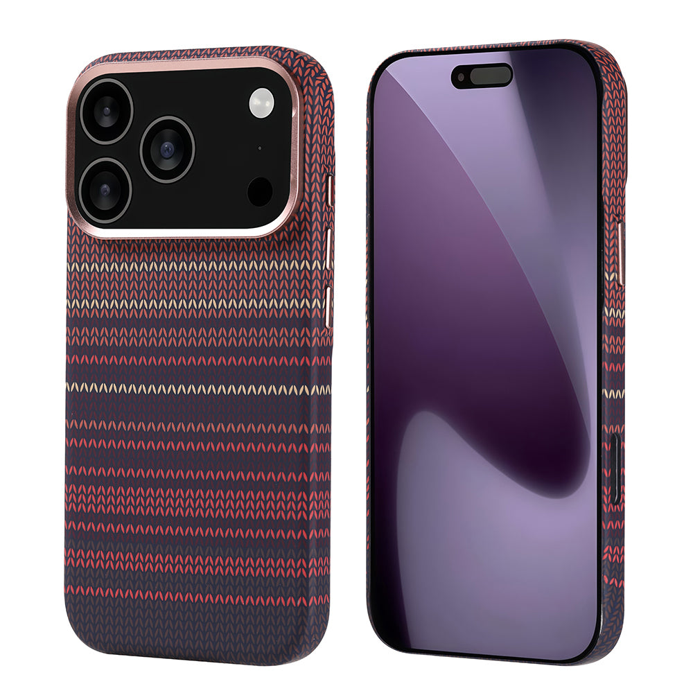 Apple iPhone 17 Pro Kılıf M-safe Şarj Özellikli Karbon Fiber Görünümlü Zore Nekst Kapak Bej