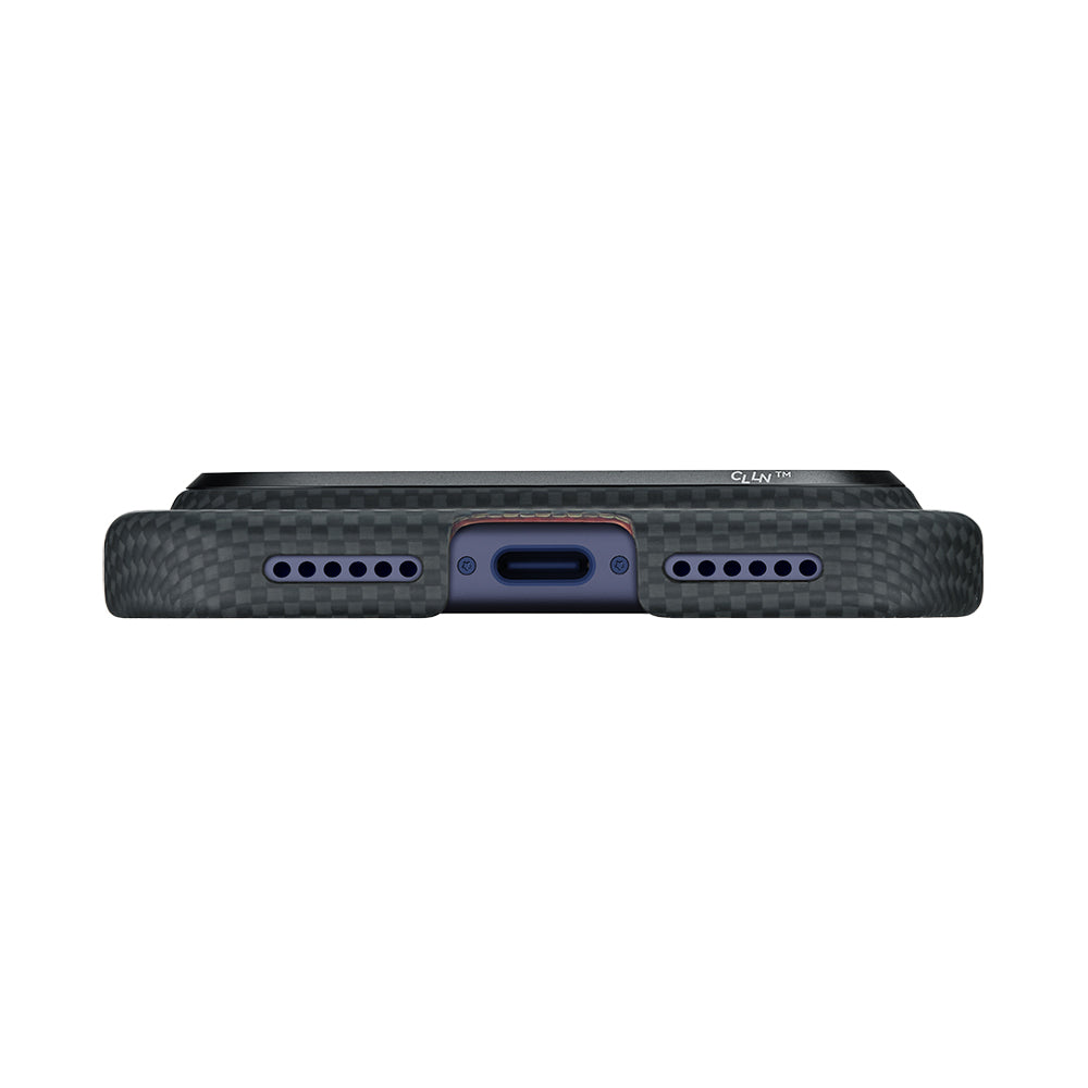 Apple iPhone 17 Pro Kılıf M-safe Şarj Özellikli Lumintex Teknolojili Fosforlu Aramid Fiber Pitaka Tactile Woven Aries Serisi Kapak