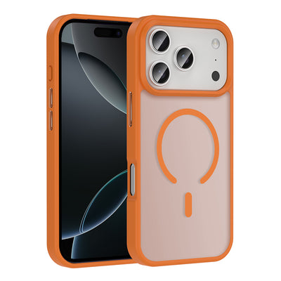 Apple iPhone 17 Pro Kılıf M-safe Şarj Özellikli Mat Arka Yüzey Zore Sio Kapak Turuncu