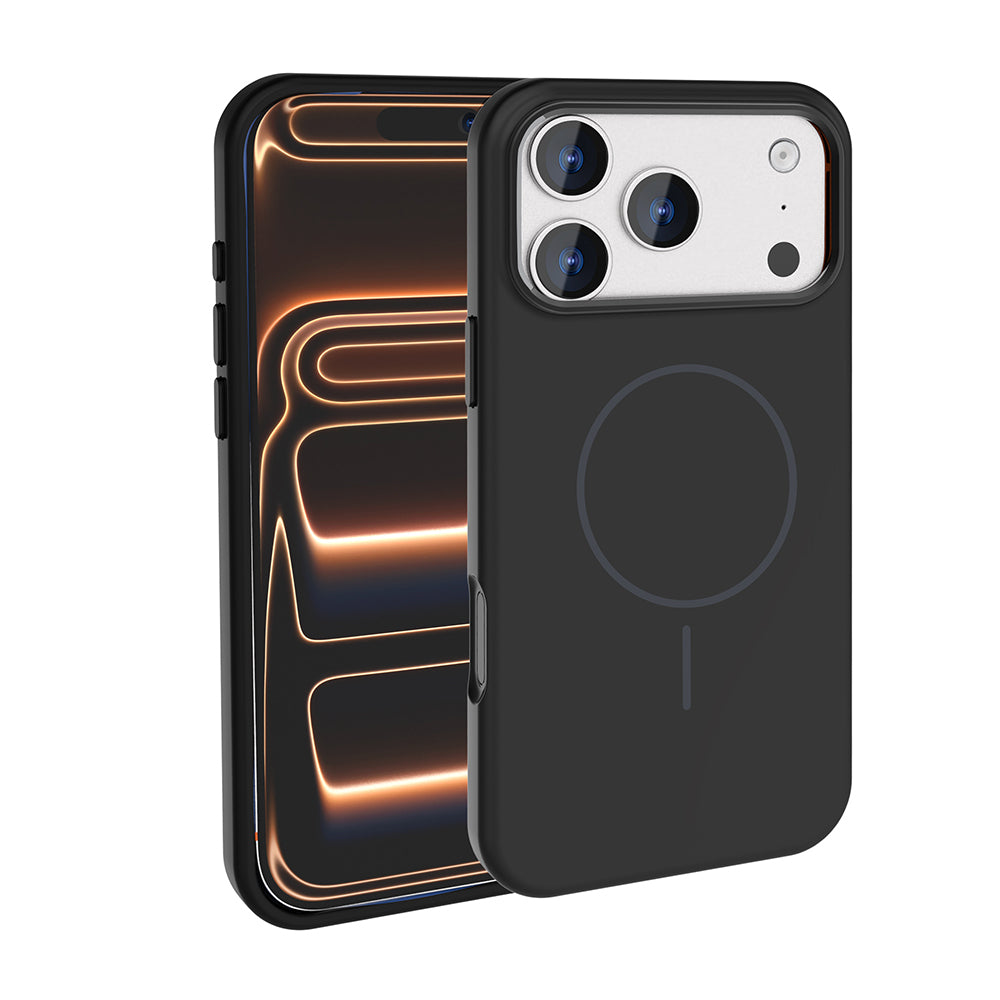 Apple iPhone 17 Pro Kılıf M-Safe Şarj Özellikli Metal Kamera Çerçeveli Zore Edi Silikon Kapak Turuncu