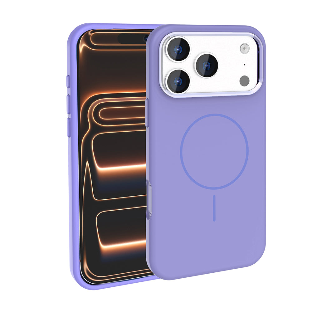 Apple iPhone 17 Pro Kılıf M-Safe Şarj Özellikli Metal Kamera Çerçeveli Zore Edi Silikon Kapak Lila