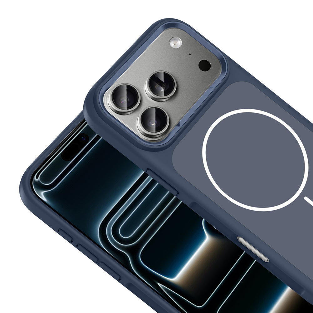 Apple iPhone 17 Pro Kılıf M-Safe Şarj Özellikli Metal Kamera Çerçeveli Zore Sanremo Silikon Kapak Turuncu