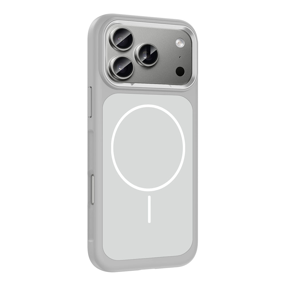 Apple iPhone 17 Pro Kılıf M-Safe Şarj Özellikli Metal Kamera Çerçeveli Zore Sanremo Silikon Kapak Beyaz