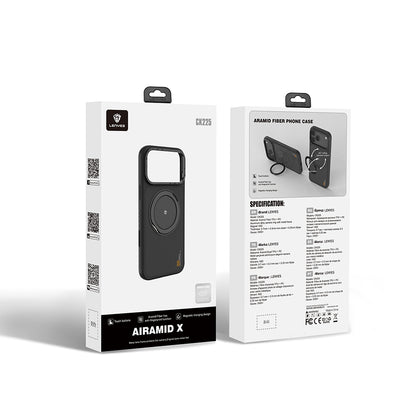 iPhone 17 Pro Kılıf M-safe Şarj Özellikli Metal Standlı Lenyes CK225 Kevlar Kılıf