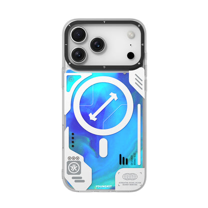 iPhone 17 Pro Kılıf M-safe Şarj Özellikli Parlak Kumlu Sıvılı Tasarımlı Galaxy Fantasy Serisi Kılıf