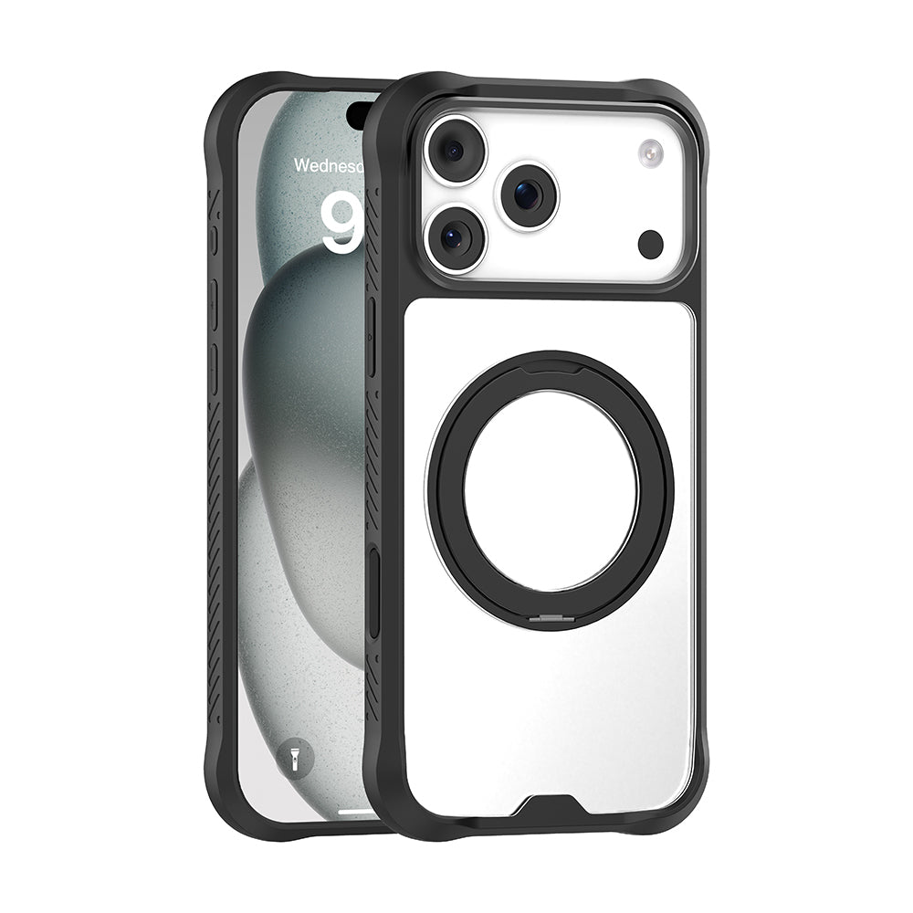 iPhone 17 Pro Kılıf M-safe Şarj Özellikli Parmak Ring Standlı Airbag Tasarımlı Mutural Obsidian Serisi Kılıf