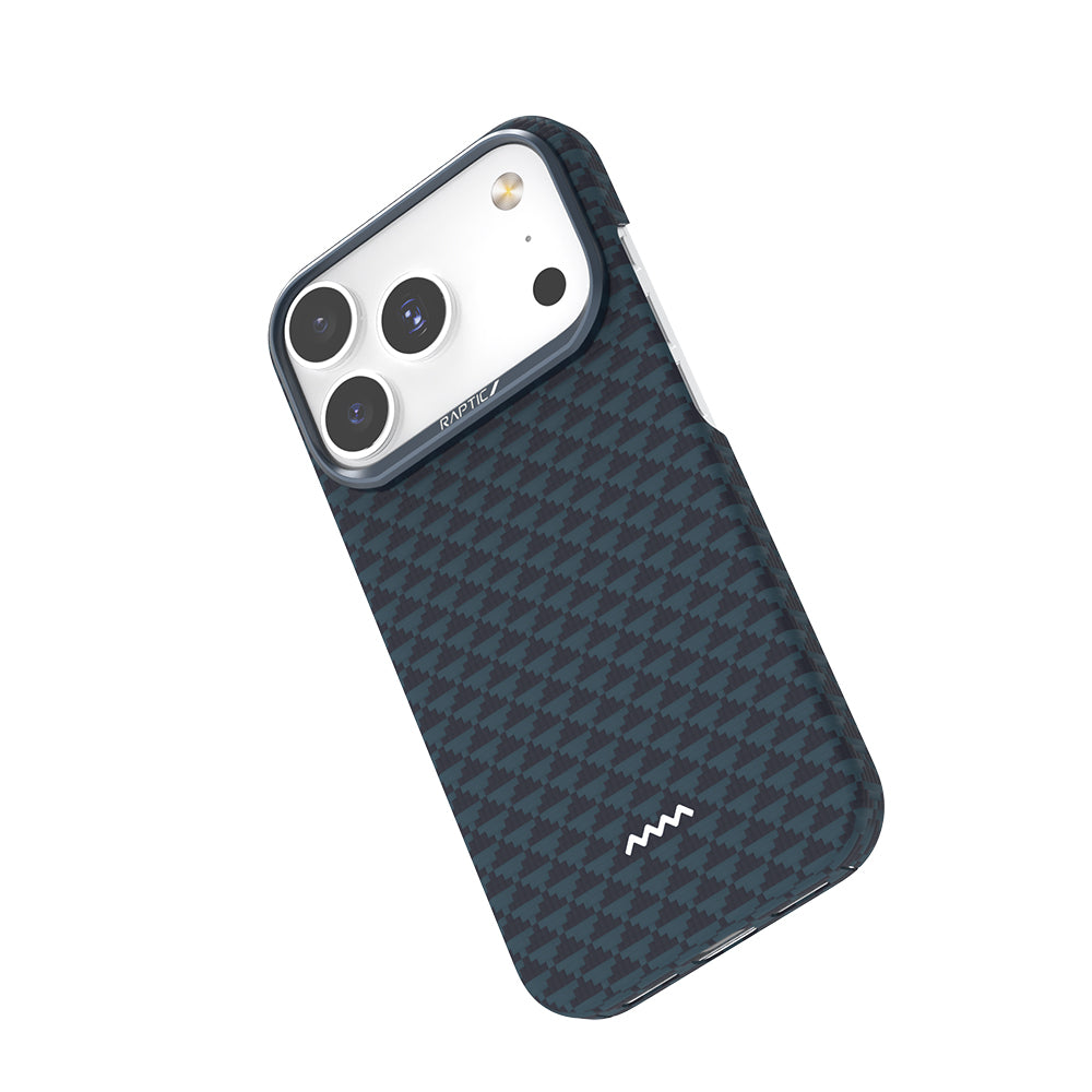 Apple iPhone 17 Pro Kılıf M-safe Şarj Özellikli Raptic Aramid Skin Origin Serisi Kapak Gold-Mavi