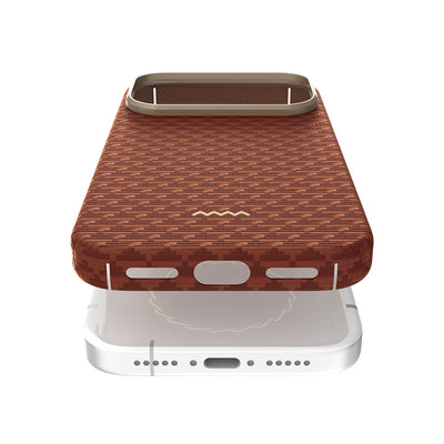 Apple iPhone 17 Pro Kılıf M-safe Şarj Özellikli Raptic Aramid Skin Origin Serisi Kapak Gold-Mavi