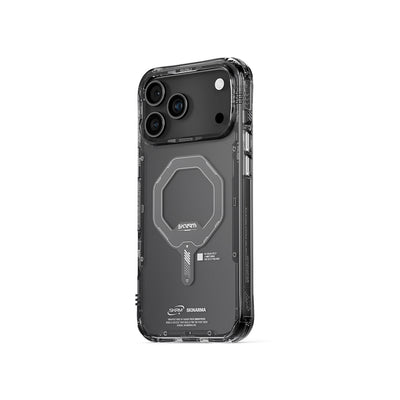 Apple iPhone 17 Pro Kılıf M-safe Şarj Özellikli Şeffaf Airbag Tasarımlı Skinarma Saido Mag-Charge Kapak Füme