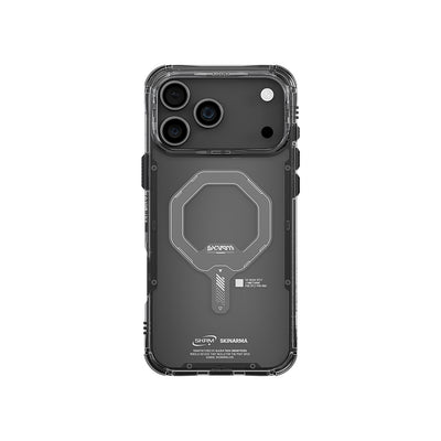 Apple iPhone 17 Pro Kılıf M-safe Şarj Özellikli Şeffaf Airbag Tasarımlı Skinarma Saido Mag-Charge Kapak Füme