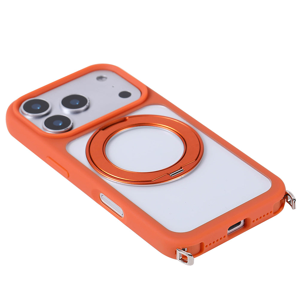 Apple iPhone 17 Pro Kılıf M-Safe Şarj Özellikli Standlı Zore Piza Silikon Kapak Siyah