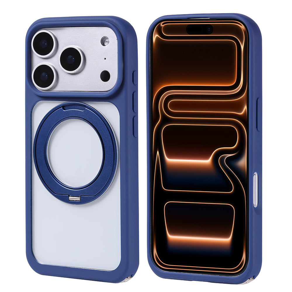 Apple iPhone 17 Pro Kılıf M-Safe Şarj Özellikli Standlı Zore Piza Silikon Kapak Lacivert
