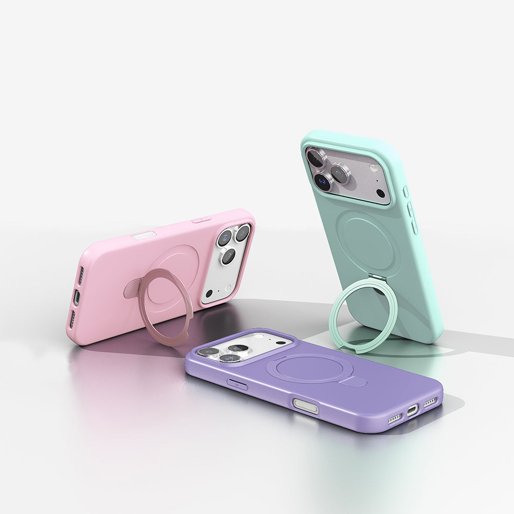 Apple iPhone 17 Pro Kılıf M-safe Şarj Özellikli Standlı Zore Samara Kapak Turuncu