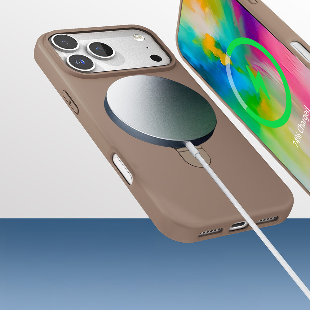 Apple iPhone 17 Pro Kılıf M-safe Şarj Özellikli Standlı Zore Samara Kapak Siyah