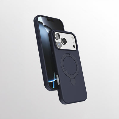 Apple iPhone 17 Pro Kılıf M-safe Şarj Özellikli Standlı Zore Samara Kapak Lacivert