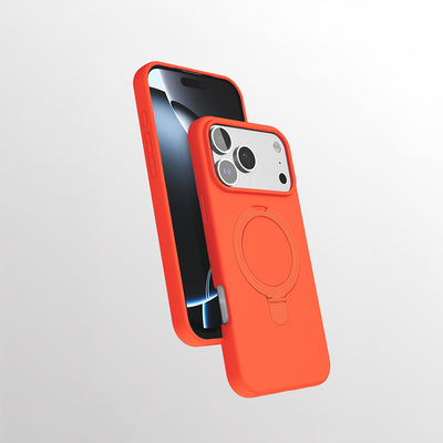 Apple iPhone 17 Pro Kılıf M-safe Şarj Özellikli Standlı Zore Samara Kapak Turuncu