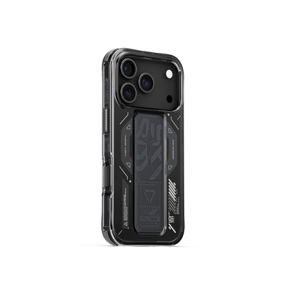 iPhone 17 Pro Kılıf M-safe Şarj Özellikli Teknoloji Desenli Skinarma Helio Mag Charge Standlı Kılıf