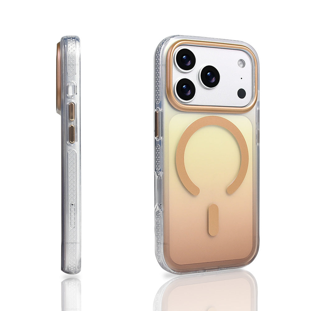 Apple iPhone 17 Pro Kılıf M-safe Şarj Özellikli Transparan Renk Geçişli Zore Toros Kapak Gri