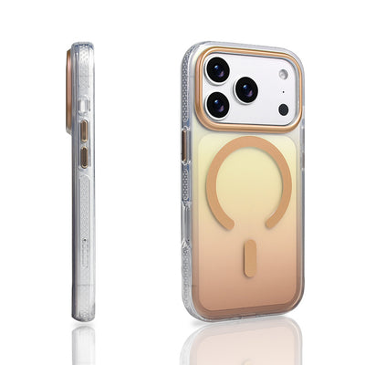 Apple iPhone 17 Pro Kılıf M-safe Şarj Özellikli Transparan Renk Geçişli Zore Toros Kapak Gri