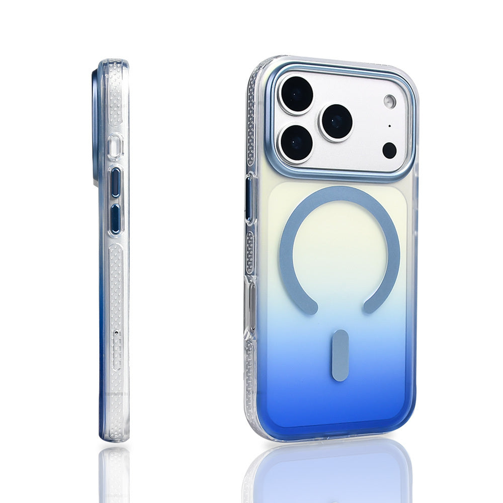 Apple iPhone 17 Pro Kılıf M-safe Şarj Özellikli Transparan Renk Geçişli Zore Toros Kapak Gold