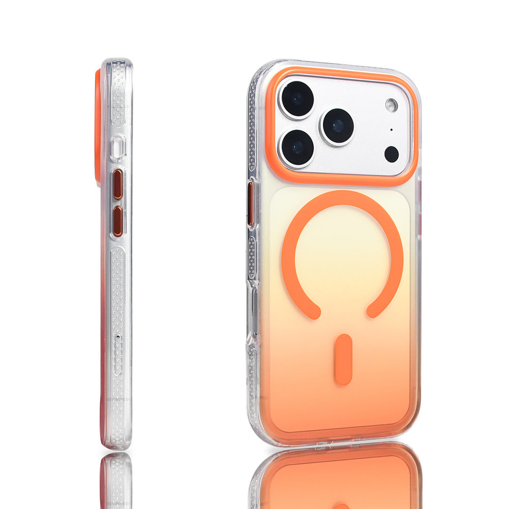 Apple iPhone 17 Pro Kılıf M-safe Şarj Özellikli Transparan Renk Geçişli Zore Toros Kapak Rose Gold