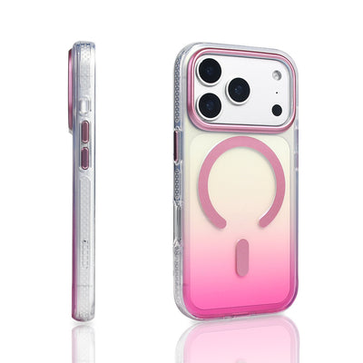 Apple iPhone 17 Pro Kılıf M-safe Şarj Özellikli Transparan Renk Geçişli Zore Toros Kapak Rose Gold