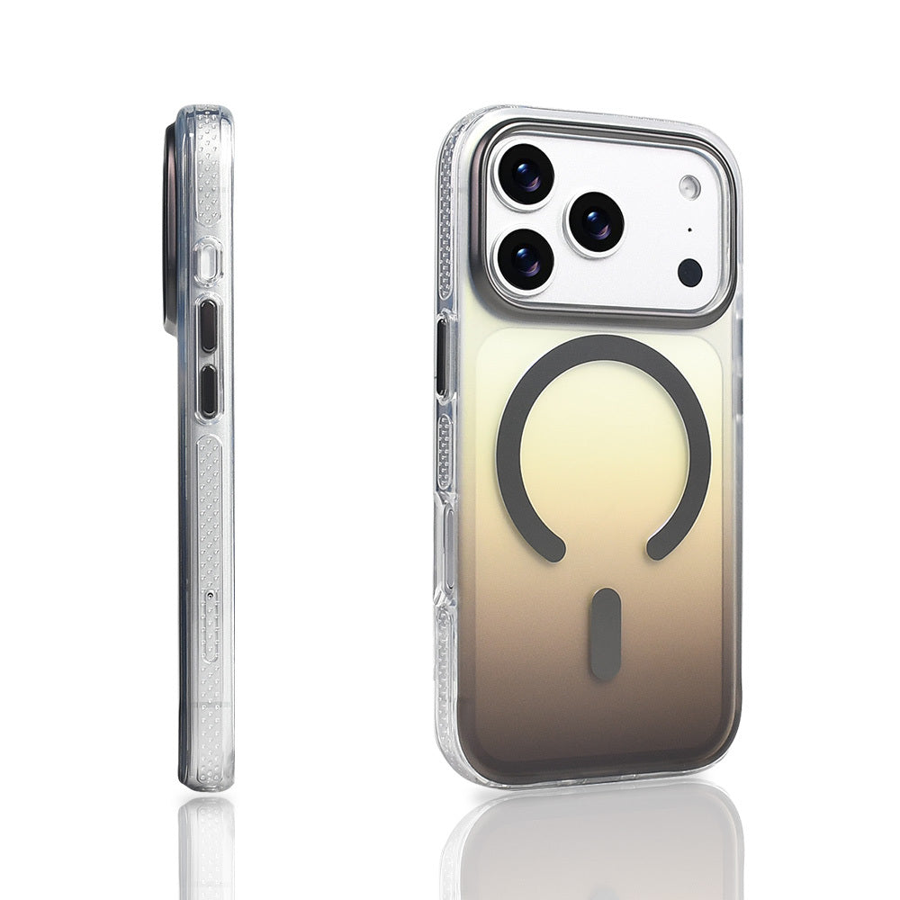 Apple iPhone 17 Pro Kılıf M-safe Şarj Özellikli Transparan Renk Geçişli Zore Toros Kapak Siyah