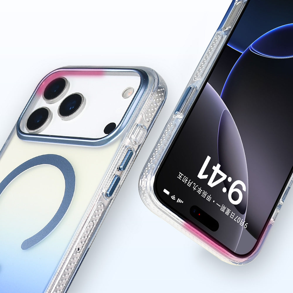 Apple iPhone 17 Pro Kılıf M-safe Şarj Özellikli Transparan Renk Geçişli Zore Toros Kapak Rose Gold