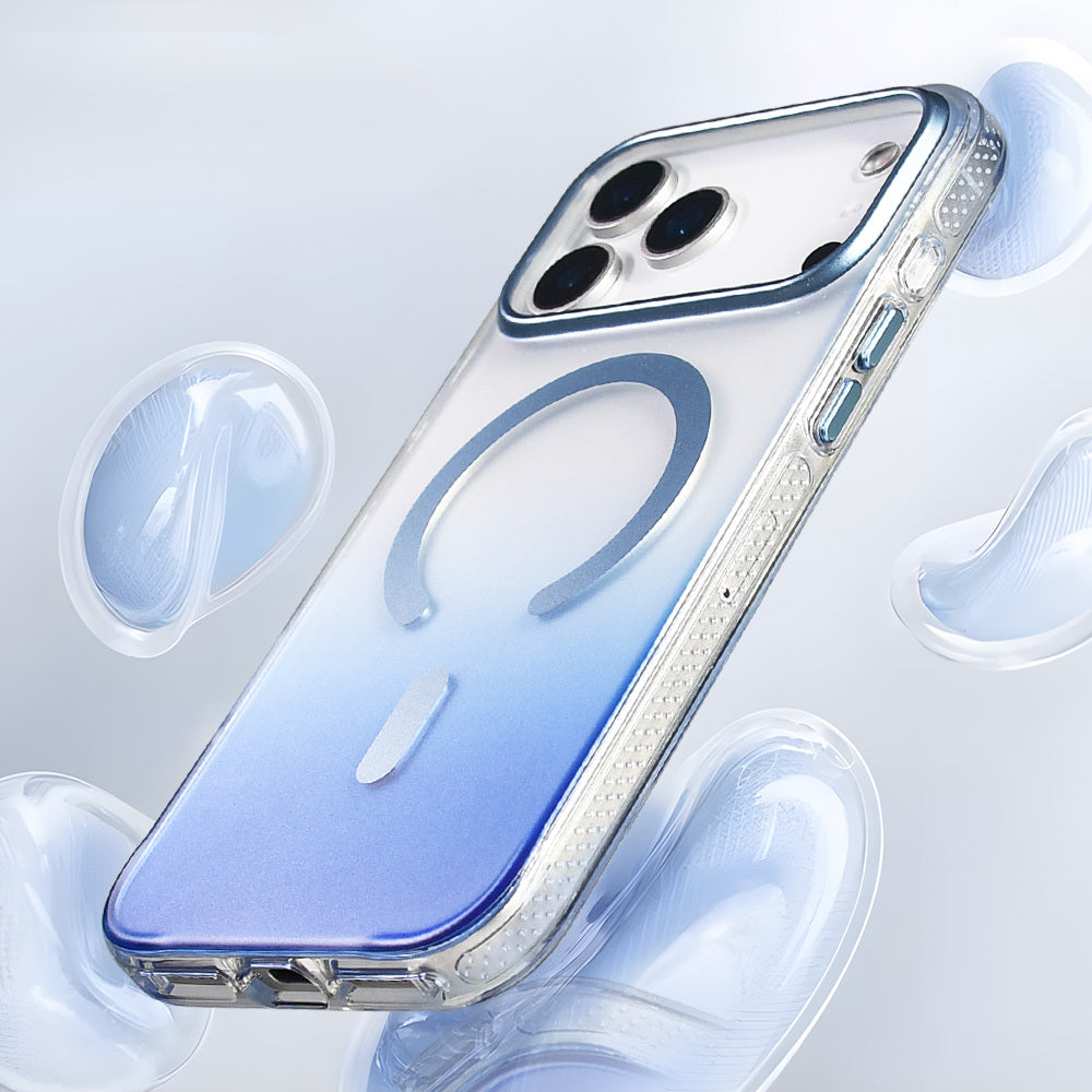 Apple iPhone 17 Pro Kılıf M-safe Şarj Özellikli Transparan Renk Geçişli Zore Toros Kapak Turuncu