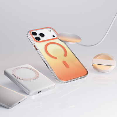 Apple iPhone 17 Pro Kılıf M-safe Şarj Özellikli Transparan Renk Geçişli Zore Toros Kapak Mavi