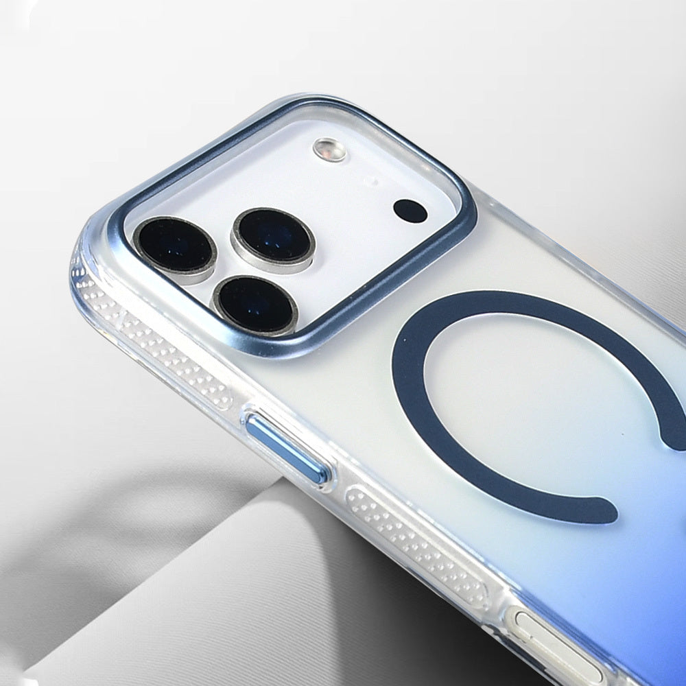 Apple iPhone 17 Pro Kılıf M-safe Şarj Özellikli Transparan Renk Geçişli Zore Toros Kapak Siyah