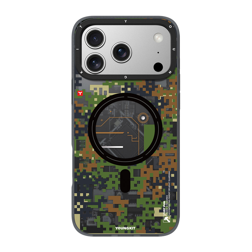 iPhone 17 Pro Kılıf M-Safe Şarj Özellikli Youngkit Camouflage Sykell Serisi Kılıf