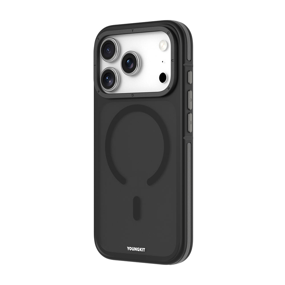 Apple iPhone 17 Pro Kılıf M-safe Şarj Özellikli Youngkit Rock Sand Serisi Kapak Siyah