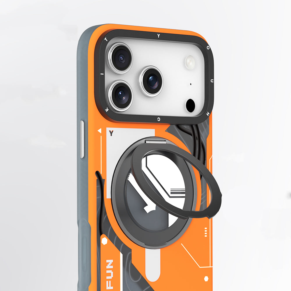 Apple iPhone 17 Pro Kılıf M-safe Şarj Özellikli Youngkit Starship Serisi Kapak Turuncu