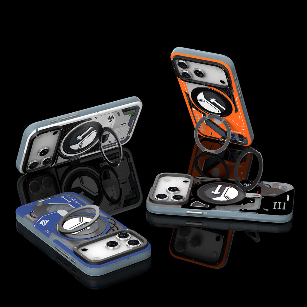 Apple iPhone 17 Pro Kılıf M-safe Şarj Özellikli Youngkit Starship Serisi Kapak Mavi