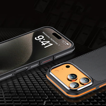 iPhone 17 Pro Kılıf Mat Transparan Karbon Fiber Görünümlü Wlons Marin Kılıf