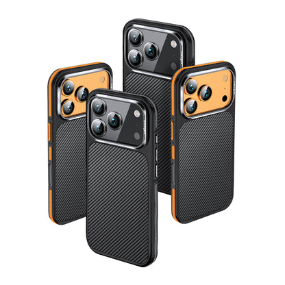 iPhone 17 Pro Kılıf Mat Transparan Karbon Fiber Görünümlü Wlons Marin Kılıf