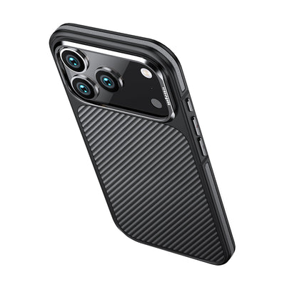 iPhone 17 Pro Kılıf Mat Transparan Karbon Fiber Görünümlü Wlons Marin Kılıf