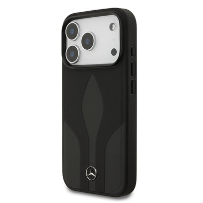 Apple iPhone 17 Pro Kılıf Mercedes Benz Orjinal Lisanslı M-safe Şarj Özellikli Dokulu Desenli Deri Kapak Kahverengi