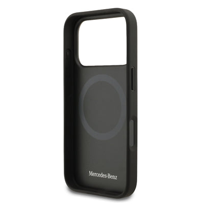 Apple iPhone 17 Pro Kılıf Mercedes Benz Orjinal Lisanslı M-safe Şarj Özellikli Dokulu Desenli Deri Kapak Kahverengi