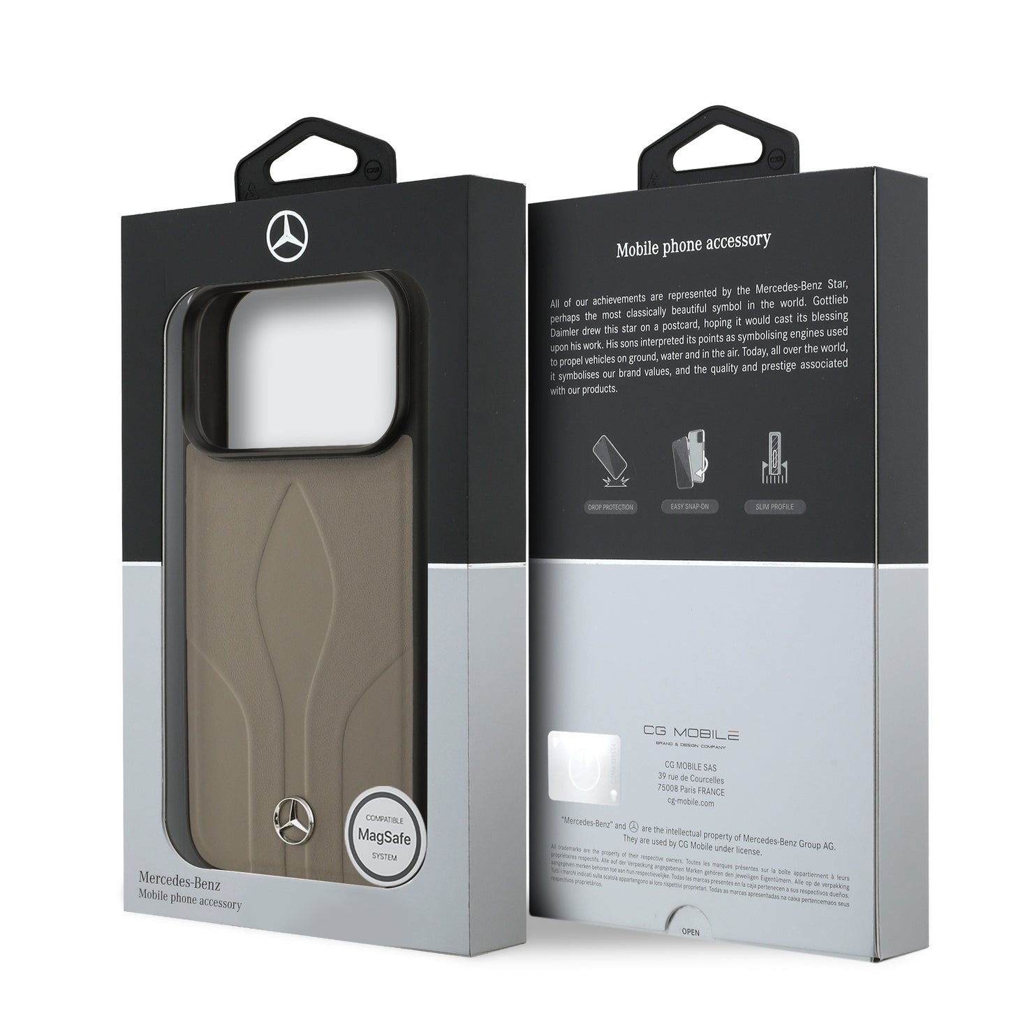 iPhone 17 Pro Kılıf Mercedes Benz Orjinal Lisanslı M-safe Şarj Özellikli Dokulu Desenli Deri Kılıf