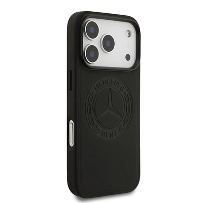 Apple iPhone 17 Pro Kılıf Mercedes Benz Orjinal Lisanslı M-safe Şarj Özellikli Hakiki Deri Nostaljik Yıldız Dizayn Kapak Kahverengi