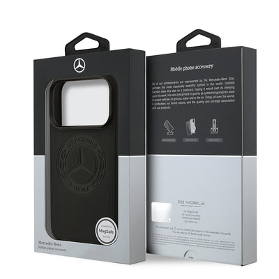 Apple iPhone 17 Pro Kılıf Mercedes Benz Orjinal Lisanslı M-safe Şarj Özellikli Hakiki Deri Nostaljik Yıldız Dizayn Kapak Kahverengi