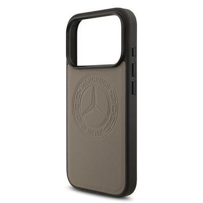 Apple iPhone 17 Pro Kılıf Mercedes Benz Orjinal Lisanslı M-safe Şarj Özellikli Hakiki Deri Nostaljik Yıldız Dizayn Kapak Kahverengi