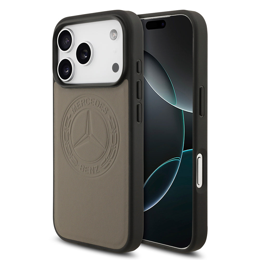 iPhone 17 Pro Kılıf Mercedes Benz Orjinal Lisanslı M-safe Şarj Özellikli Hakiki Deri Nostaljik Yıldız Dizayn Kılıf